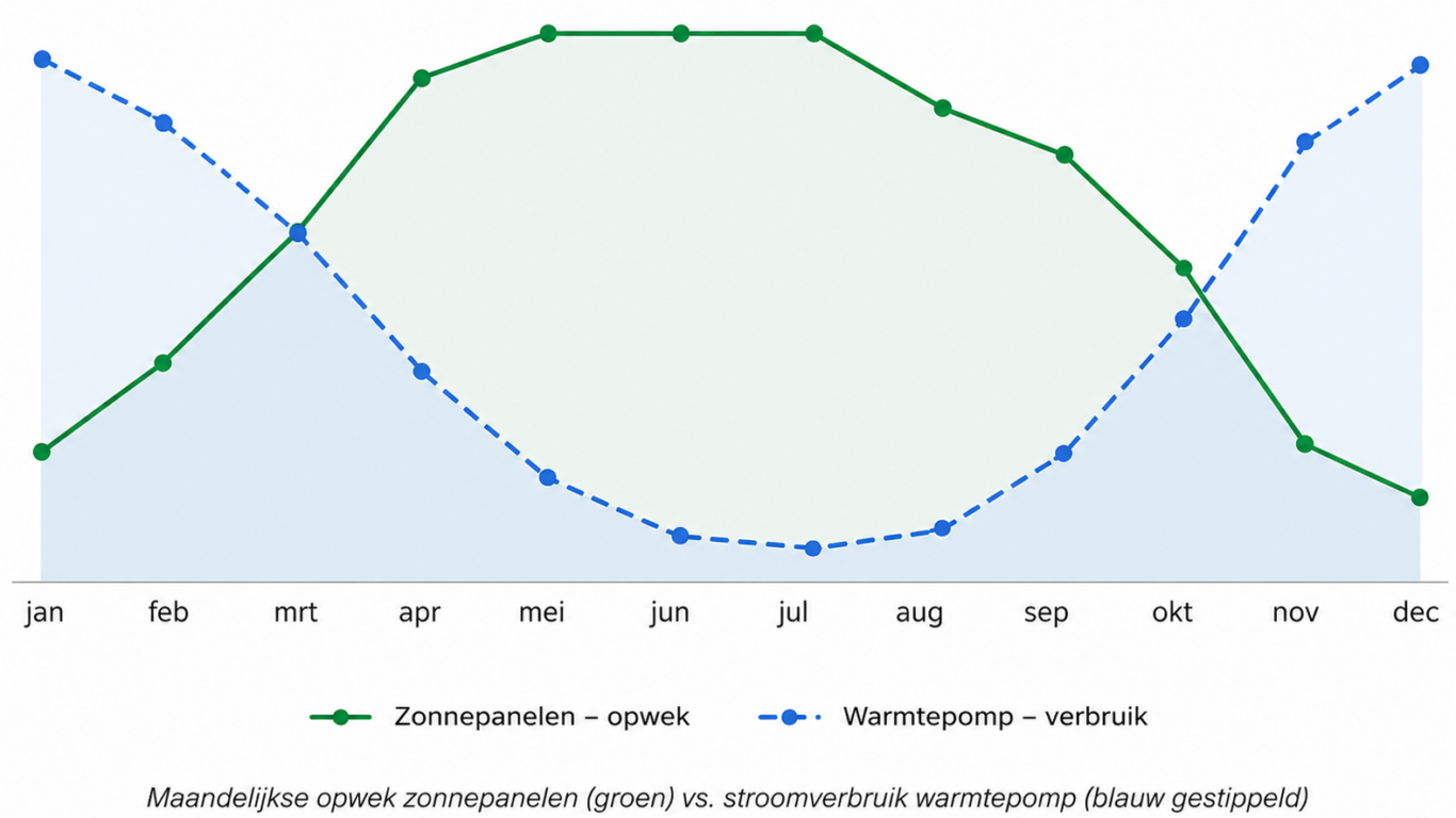 Warmtepomp verbruik en zonnepanelen opwek