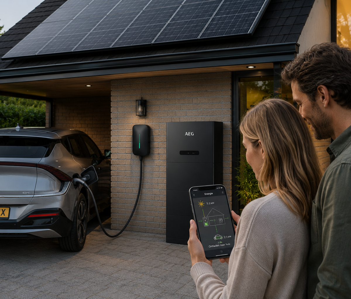 Bidirectioneel laden van auto en slimme thuisbatterij