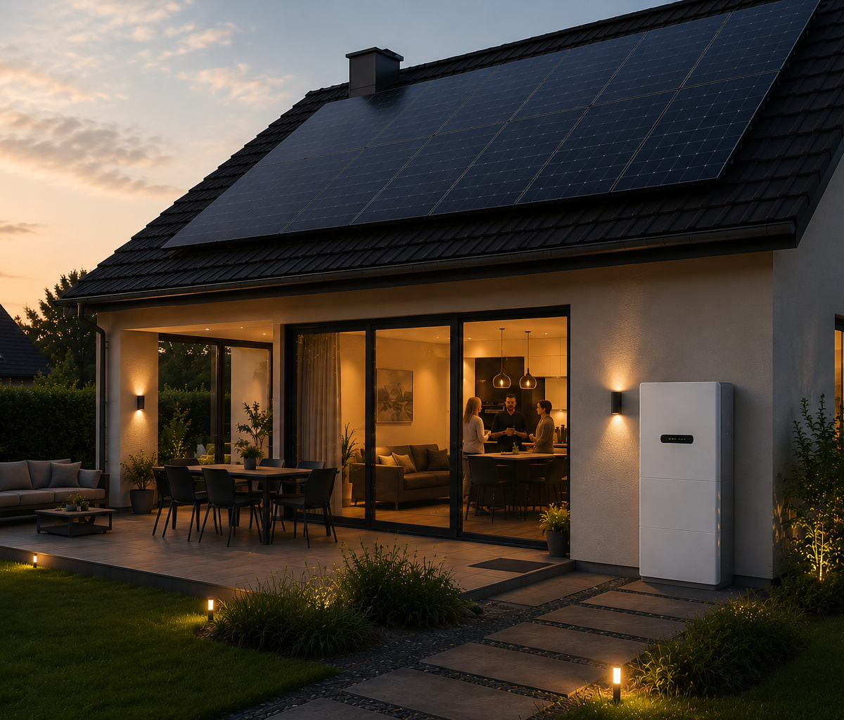 Woning met zonnepanelen en een thuisbatterij