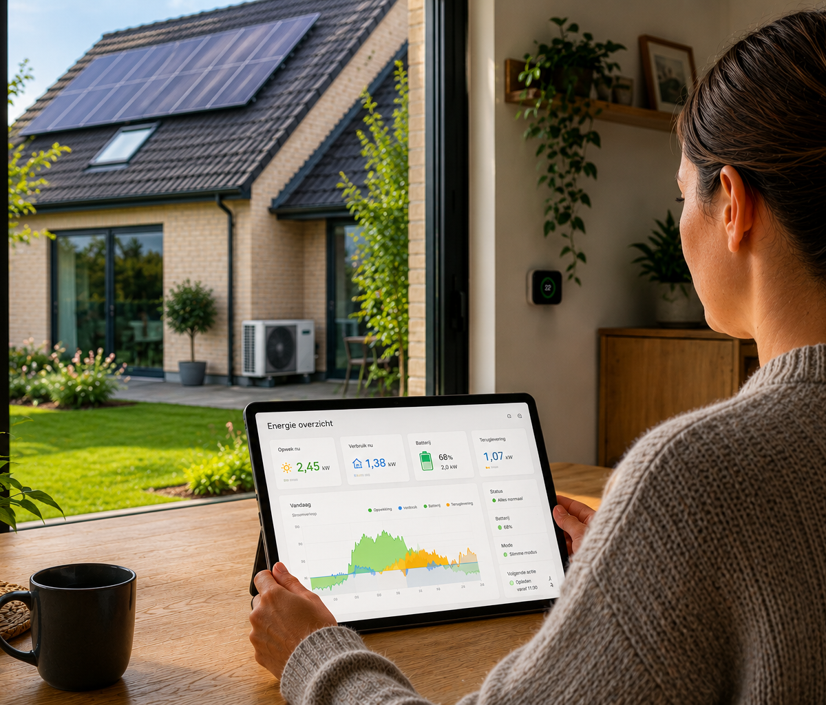 Woning met zonnepanelen en slim energiemanagement