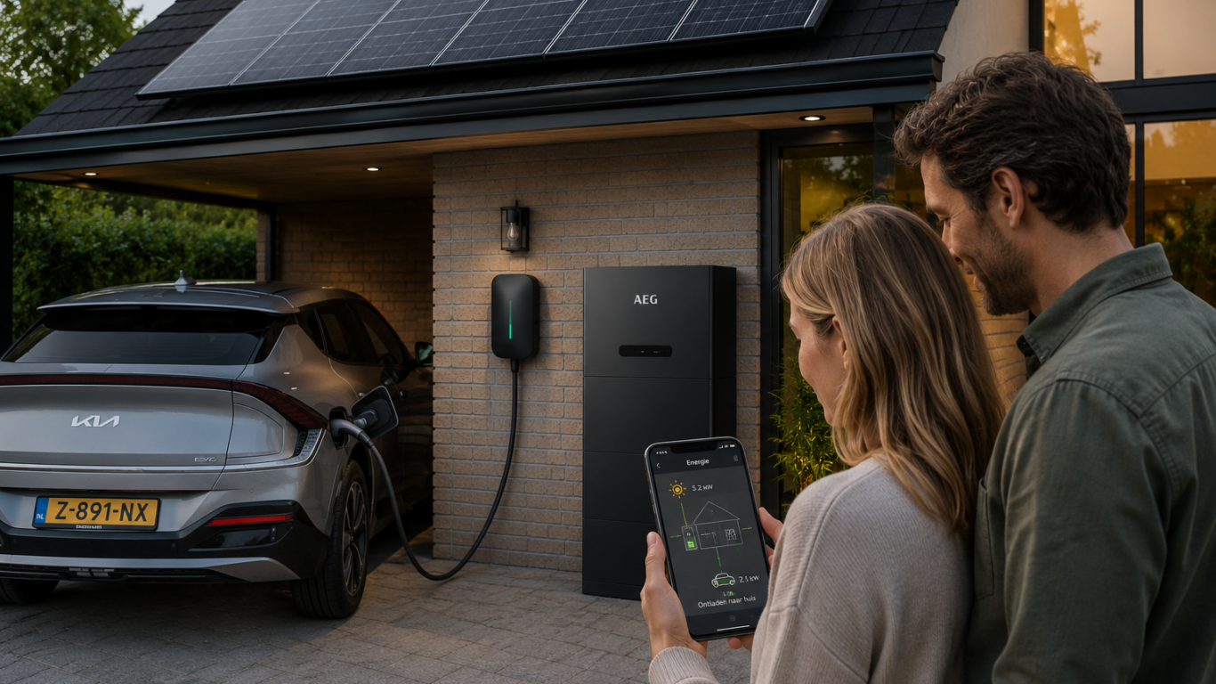 woning met zonnepanelen en thuisbatterij