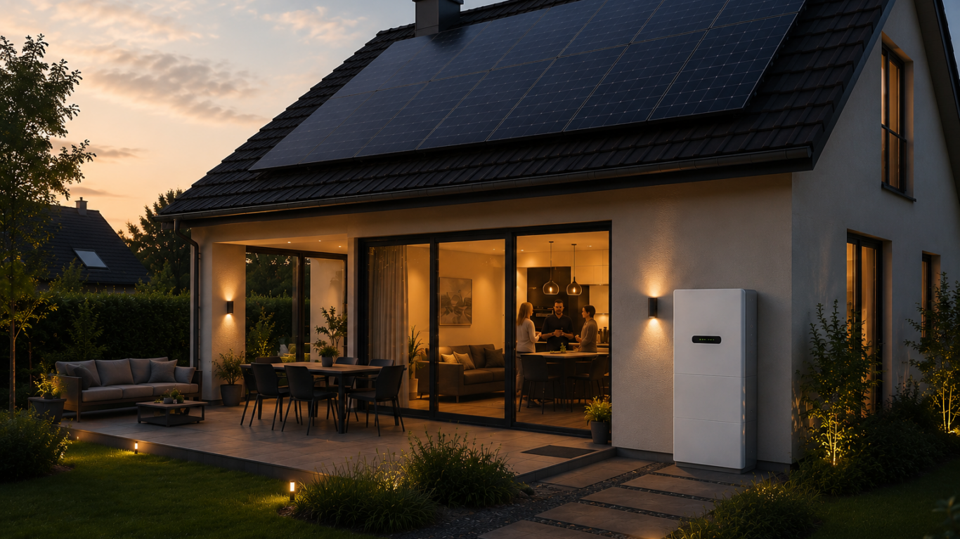 Woning met zonnepanelen en een thuisbatterij