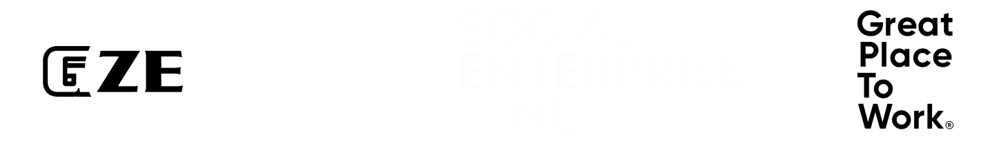 Bekijk onze keurmerken: SGZE, Social Enterprise NL en Great Place to Work.