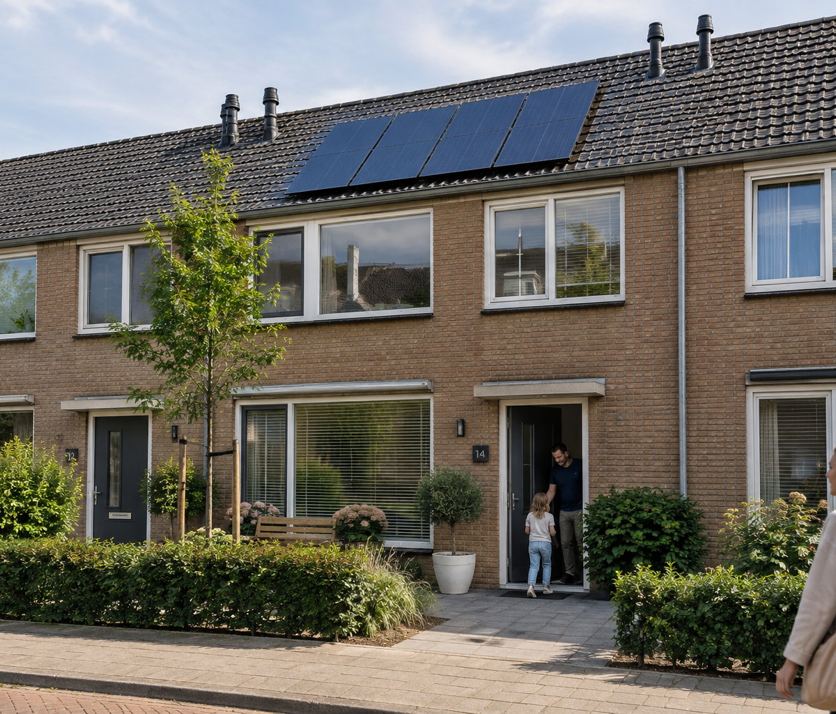 kleine woning met 4 zonnepanelen, zonder grootverbruikers
