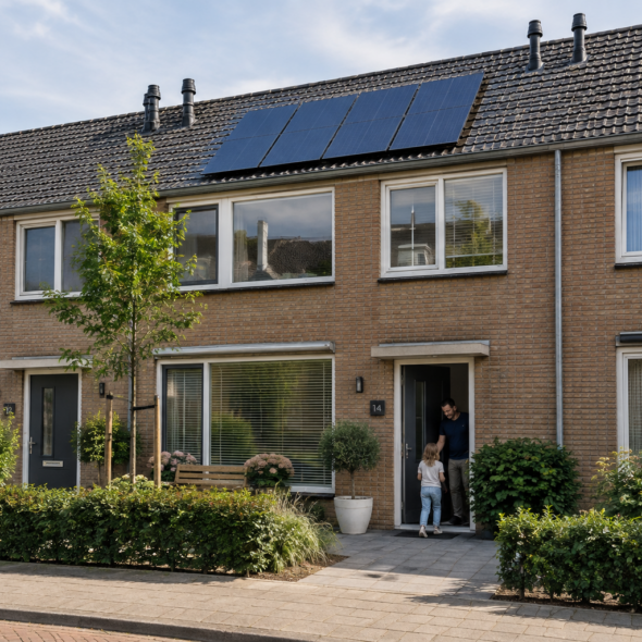 kleine woning met 4 zonnepanelen, zonder grootverbruikers