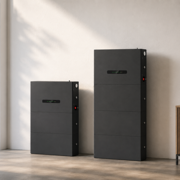 Vergelijking van thuisbatterijen met verschillende capaciteiten: een modulaire batterij van 10 kWh en een van 15 kWh.